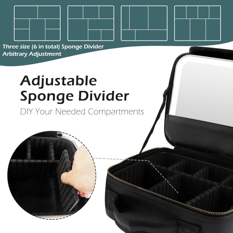Travel Makeup Bag with Lighted Mirror